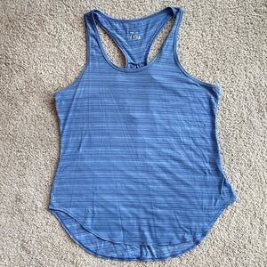 Z by Zella Blue Semi-Fitted Racerback Sleeveless Tank Top Size Medium Striped